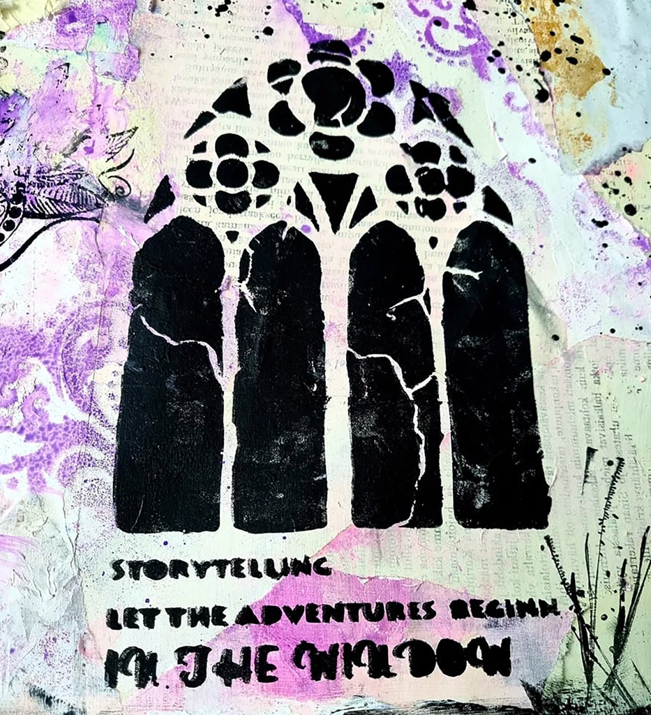Welcome to another post where Lena Holmström-Blankenstein uses one of my stencils in her cool artjournal page. 