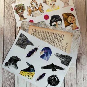 A5 Washi Sticker Sheet (3 pieces) "Faces, Crows and more"