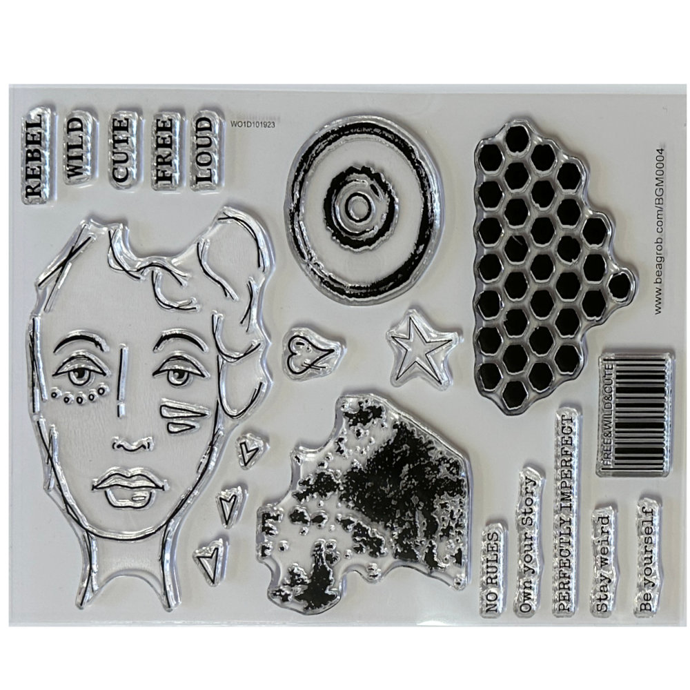 A5 Photopolymer stamp Set Cute Grunge